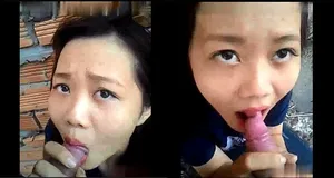 Người yêu liếm cậu bé ở vườn sau nhà